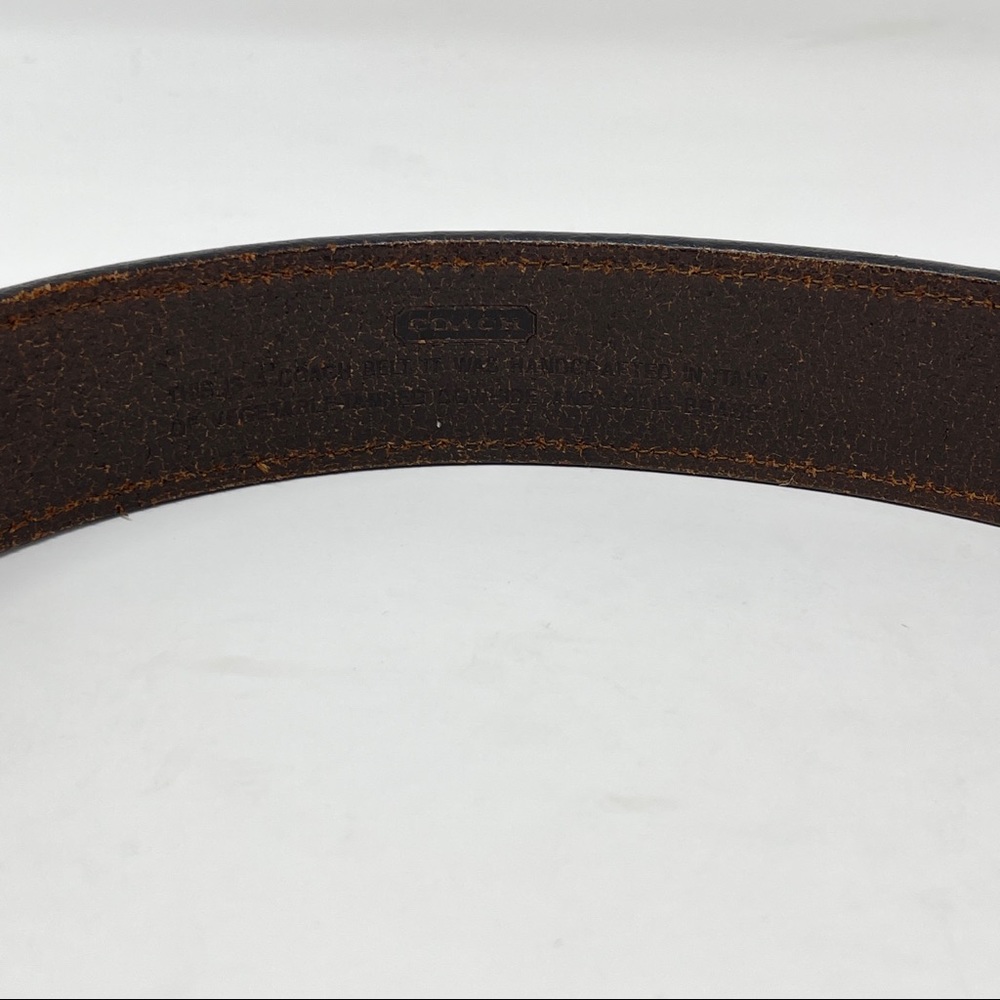 Coach Brown Leather Brass Buckle Classic Dress Fashion Italian Belt Stitching 30 - Picture 10 of 12